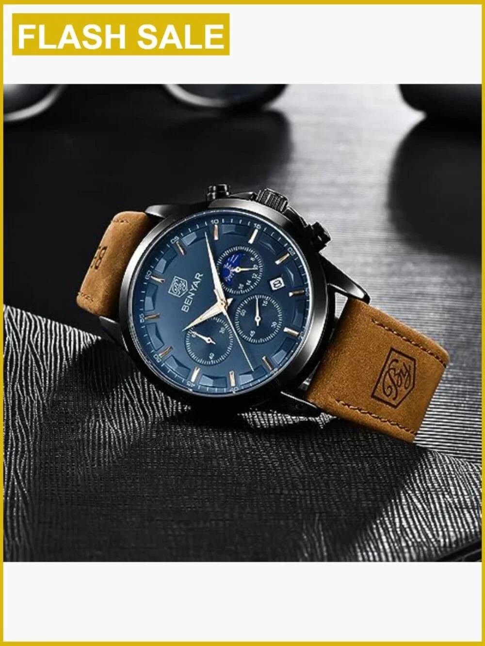 Men's Quartz Chronograph Waterproof Wrist Watch with Calendar - Business Casual